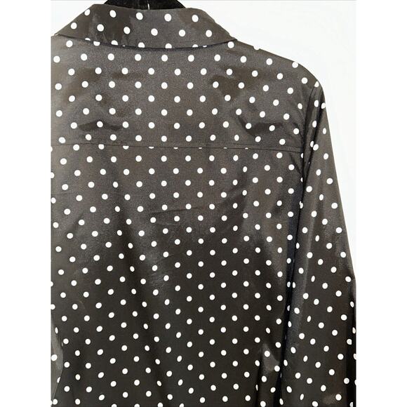 BCBG MAXAZRIA Womens XL Polka Dot Satin Button-Up Blouse Whimsigoth Preppy - Picture 10 of 14